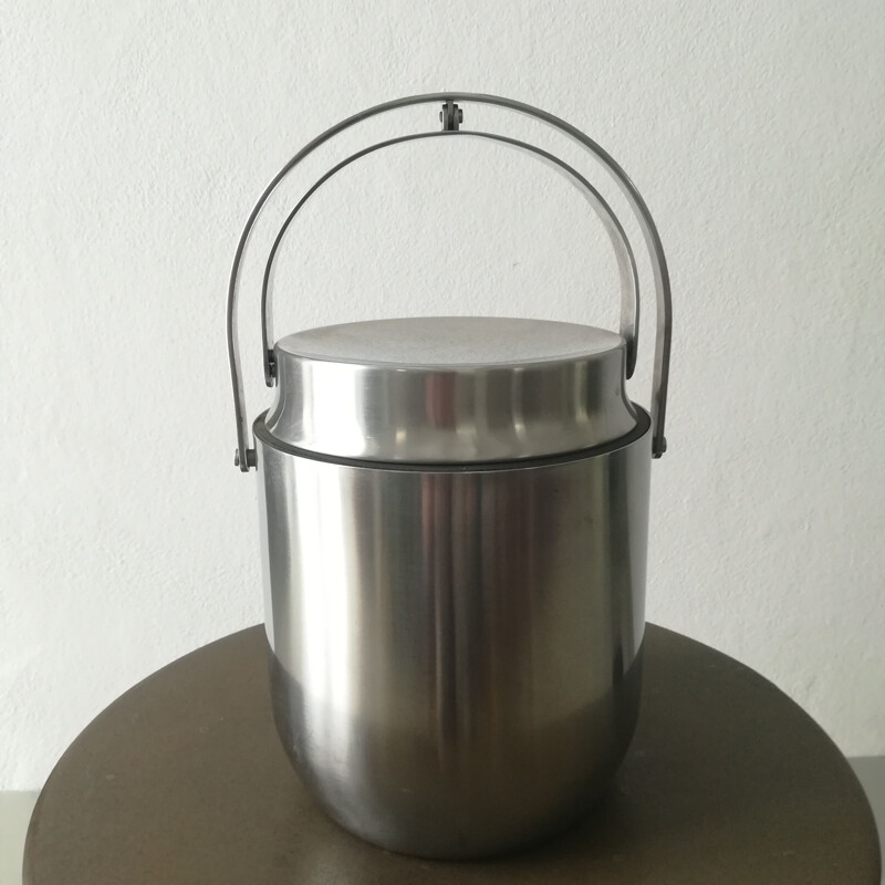 Vintage Stainless steel ice-bucket by Carlo Mazzeri for Alessi 1990s