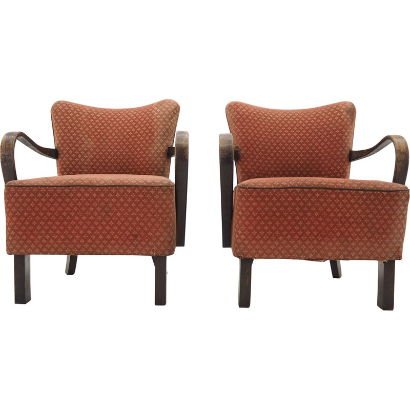 Pair of vintage armchairs by Jindrich Halabala, Art Deco 1930