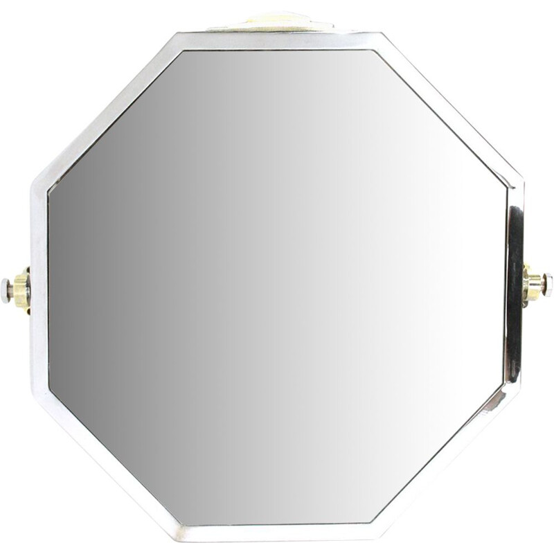 Vintage octagonal mirror in chromed metal 1930's