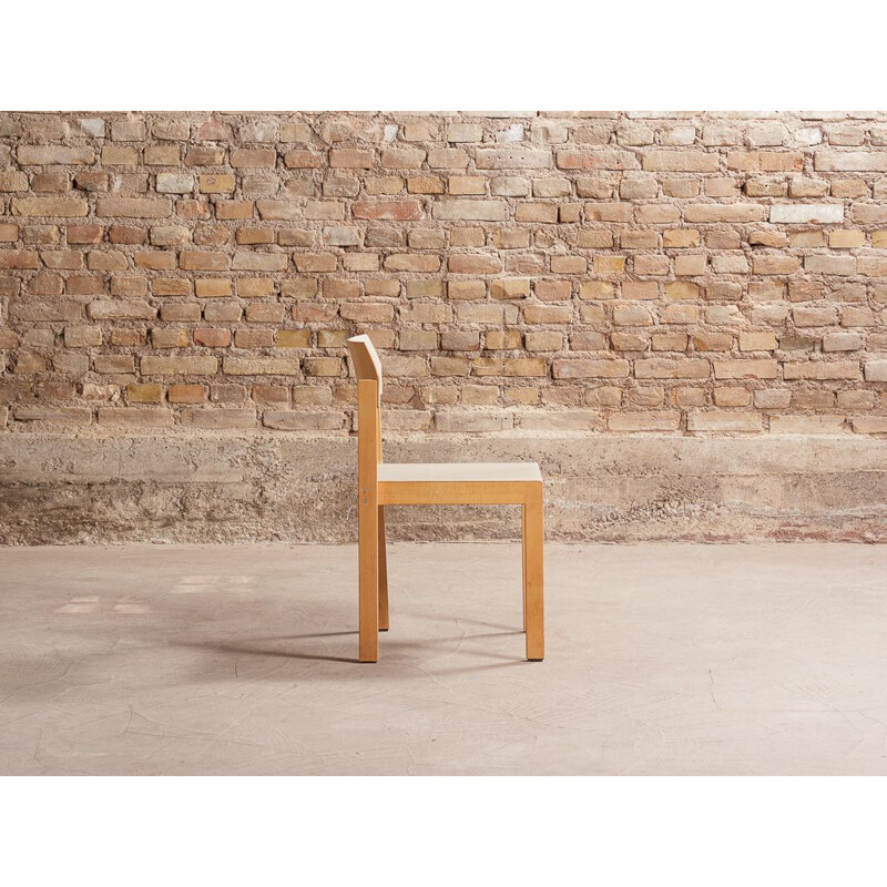 Vintage solid beech chair with seat and backrest