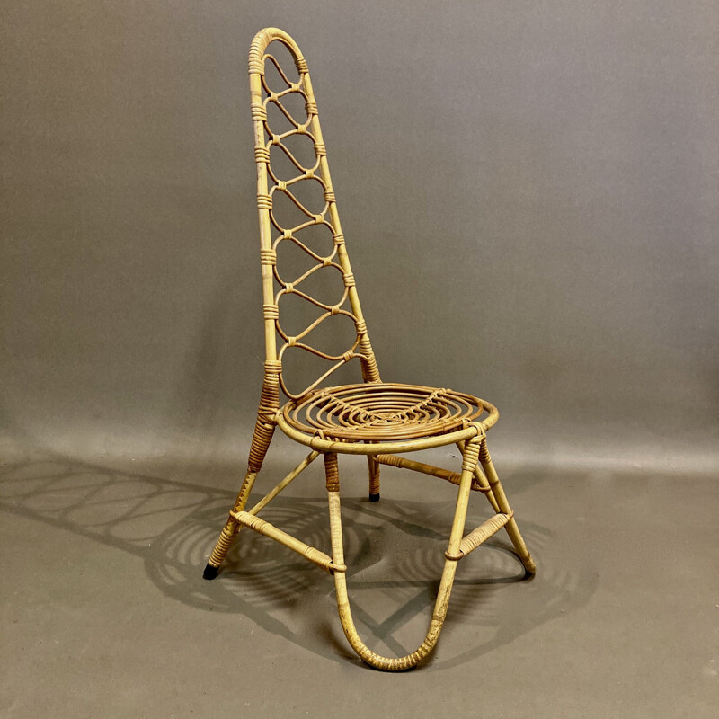 Vintage rattan chair and coffee table 1960s