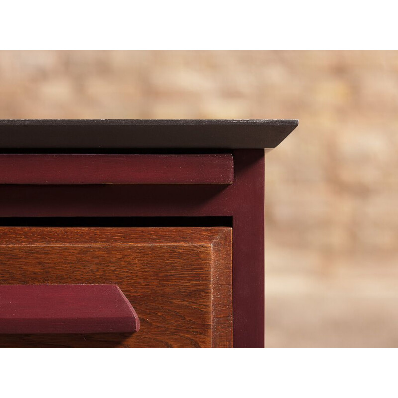 Vintage children's school desk with solid wood and valchromat side panel, 1950