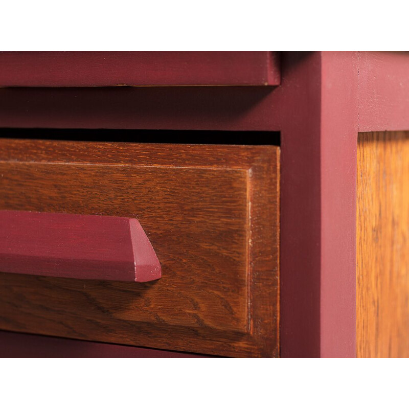 Vintage children's school desk with solid wood and valchromat side panel, 1950