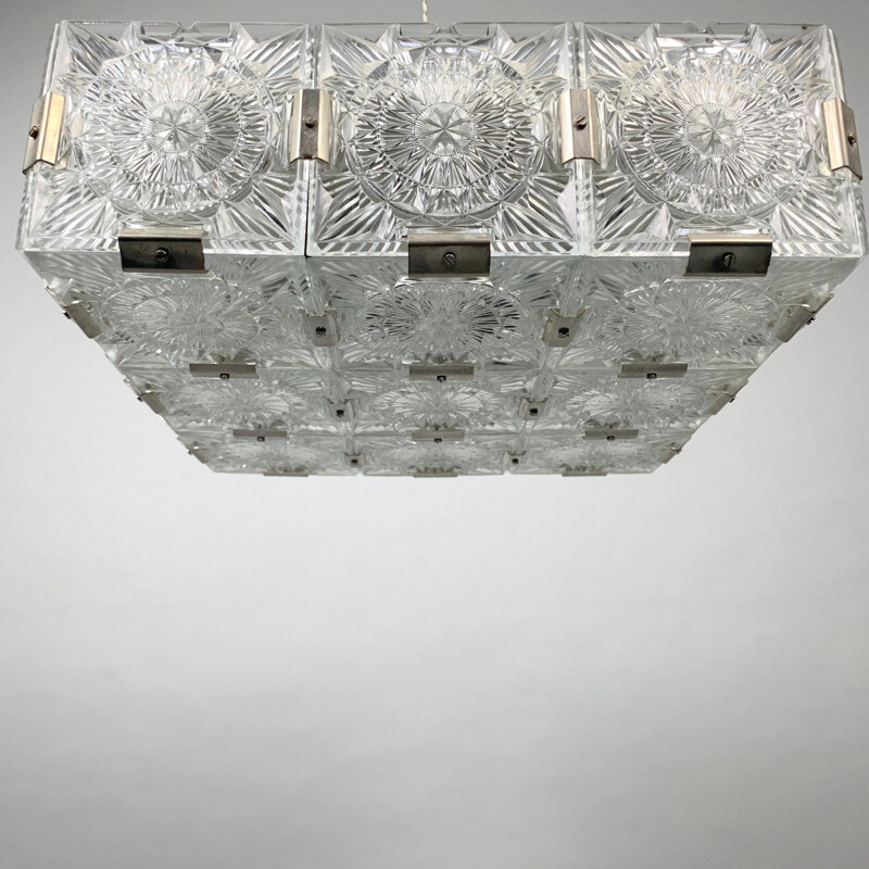 Vintage Bohemian Glass Flush Mount Ceiling Light by Kamenicky Senov 1960s