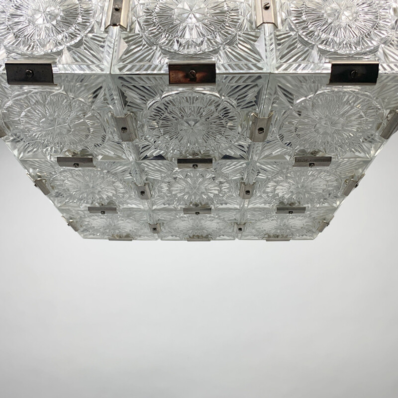 Vintage Bohemian Glass Flush Mount Ceiling Light by Kamenicky Senov 1960s