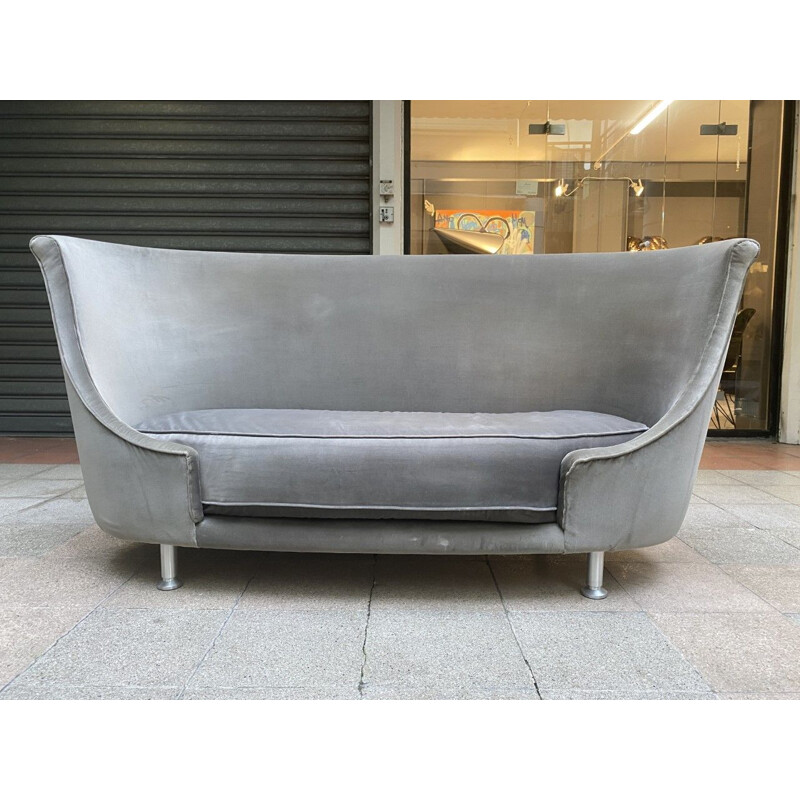Vintage Italian grey sofa by Moroso 2000
