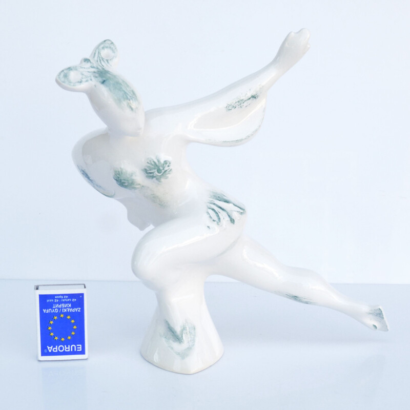 Vintage Porcelain figure of a skater by Jiří Černoch Royal Dux Bohemia Czechoslovakia 1960s