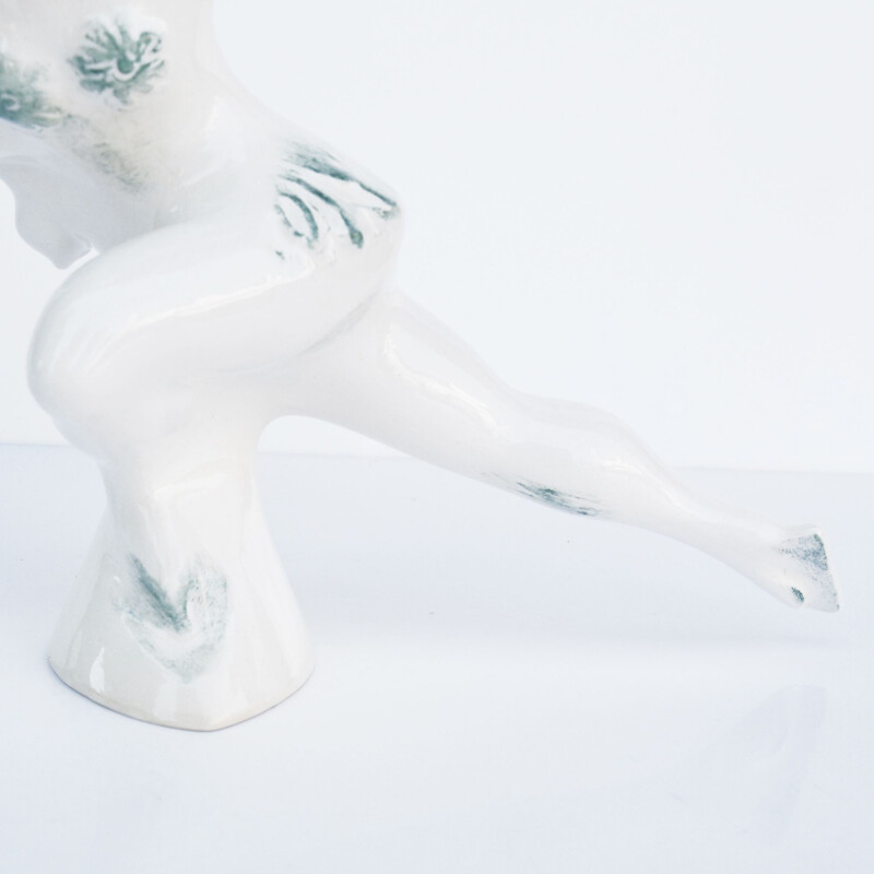 Vintage Porcelain figure of a skater by Jiří Černoch Royal Dux Bohemia Czechoslovakia 1960s