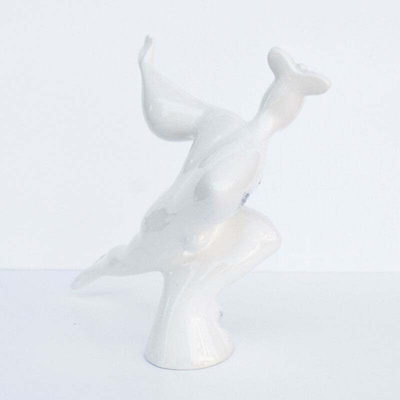 Vintage Porcelain figure of a skater by Jiří Černoch Royal Dux Bohemia Czechoslovakia 1960s