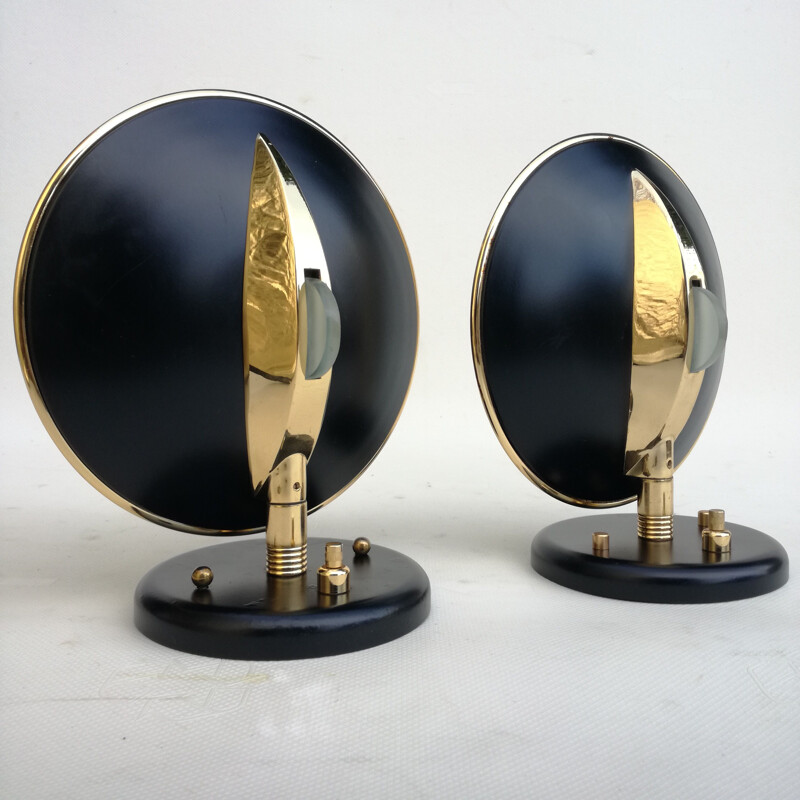 Pair of vintage saucer wall lights by Chust