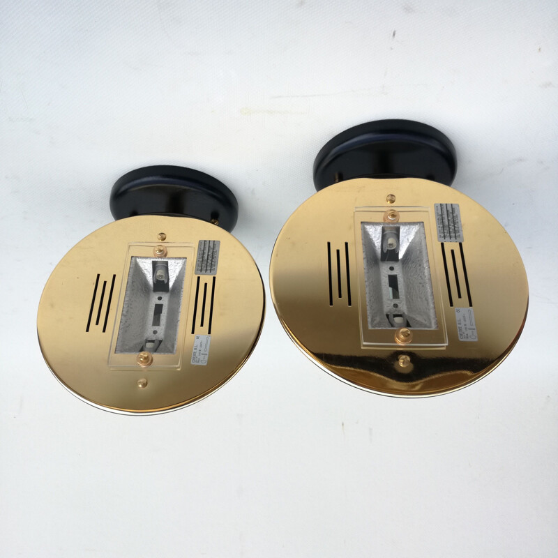 Pair of vintage saucer wall lights by Chust