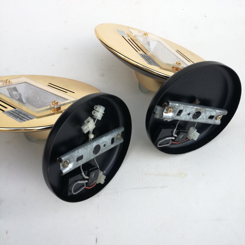 Pair of vintage saucer wall lights by Chust