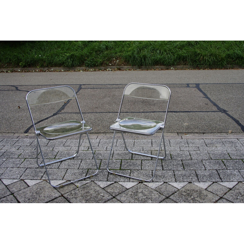 Vintage Plia chairs by Giancarlo Piretti 1970s