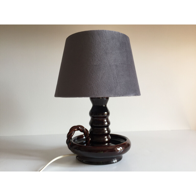 Lampe vintage en Ceramique Emaillée Bourgeoir à Main 1940