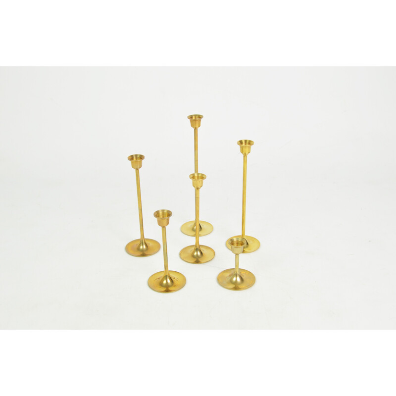 Set of 6 brass candlesticks 1970s