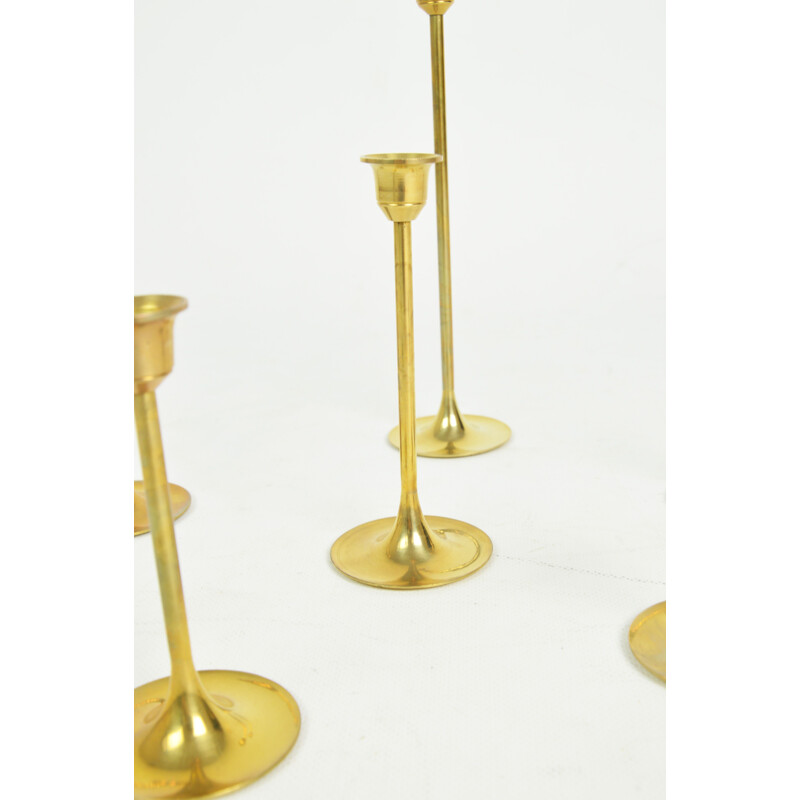 Set of 6 brass candlesticks 1970s