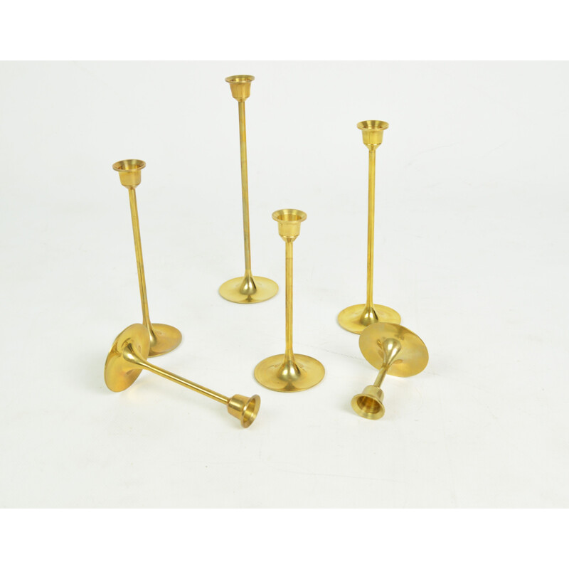 Set of 6 brass candlesticks 1970s