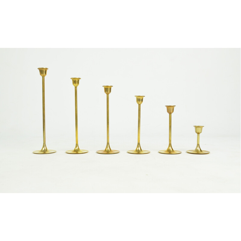 Set of 6 brass candlesticks 1970s