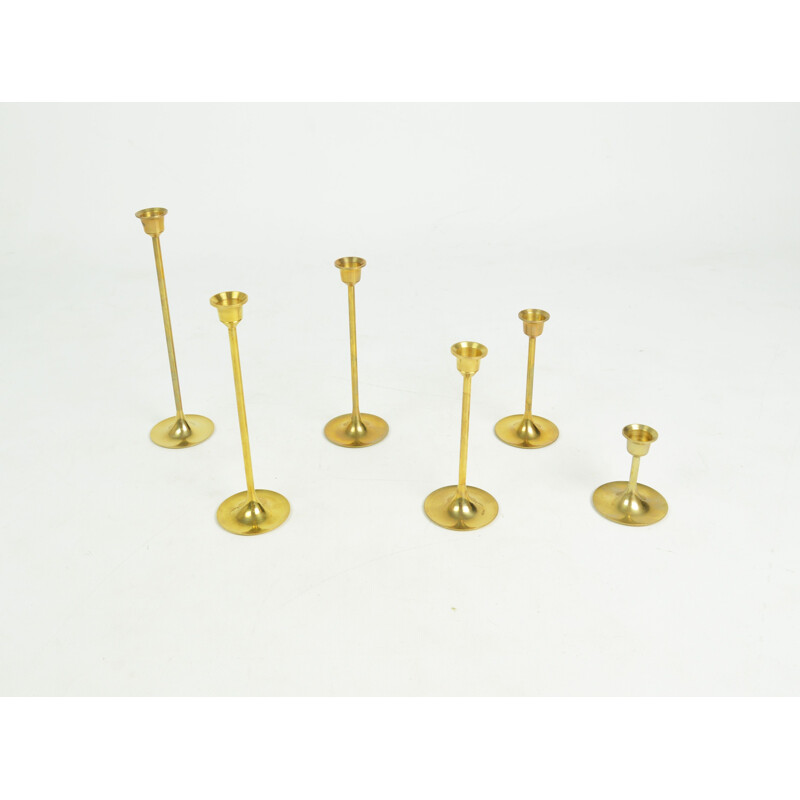 Set of 6 brass candlesticks 1970s