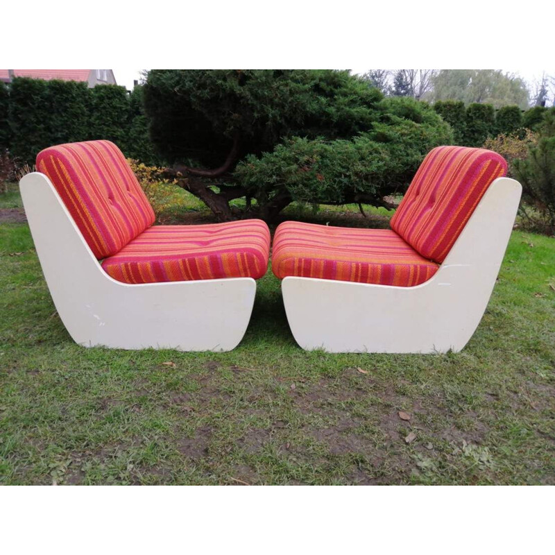 Pair of red vintage armchairs