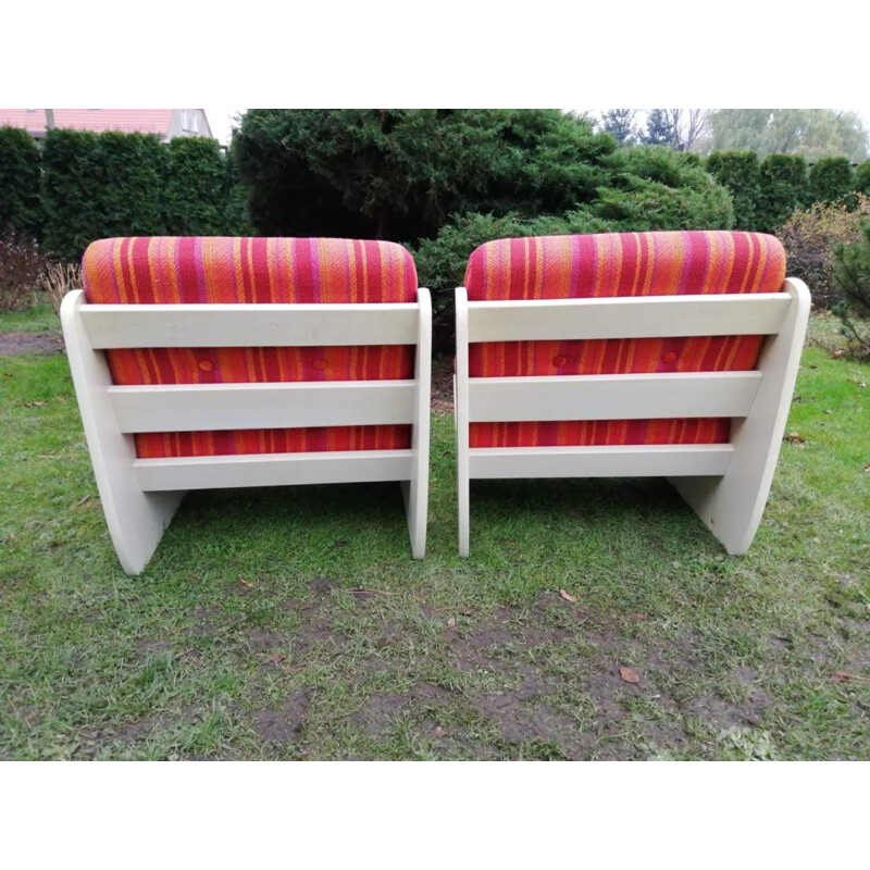 Pair of red vintage armchairs