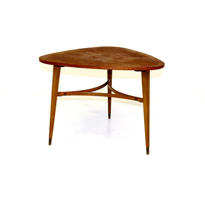 Vintage teak and beech side table, Sweden 1950