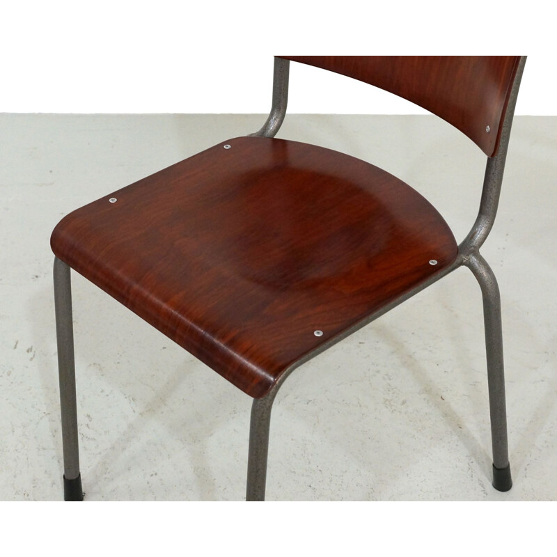 6 Chaises vintage en bois modèle 106 ou "TU Delft Chair" par Gispen Hollande