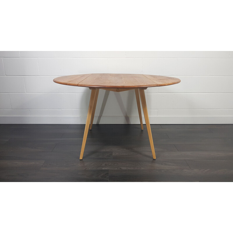 Vintage Ercol Round Drop Leaf Dining Table 1960s