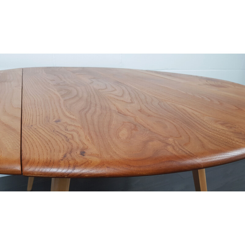 Vintage Ercol Round Drop Leaf Dining Table 1960s