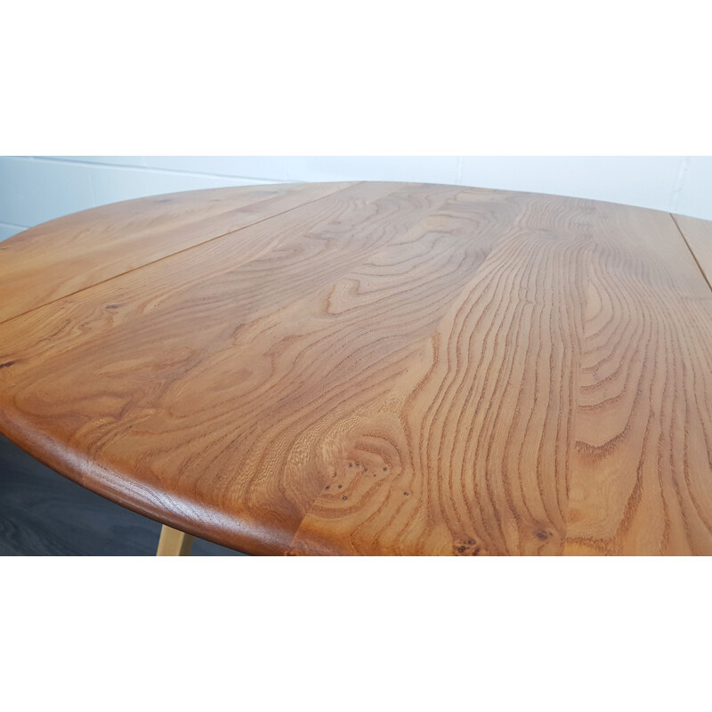 Vintage Ercol Round Drop Leaf Dining Table 1960s
