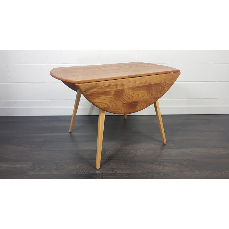 Vintage Ercol Round Drop Leaf Dining Table 1960s