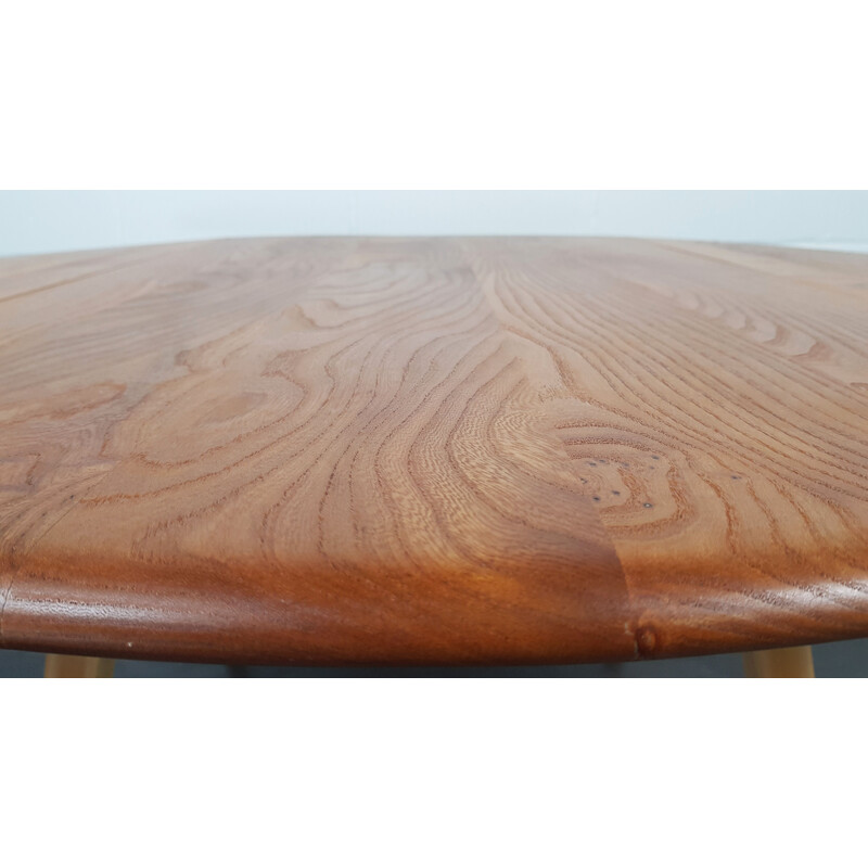 Vintage Ercol Round Drop Leaf Dining Table 1960s