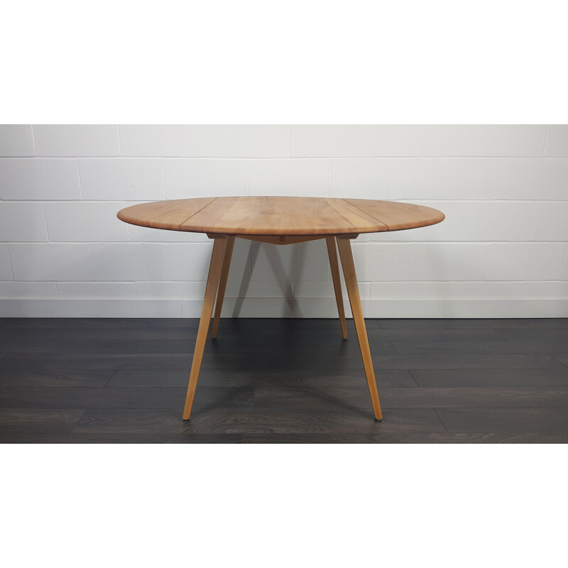 Vintage Ercol Round Drop Leaf Dining Table 1960s