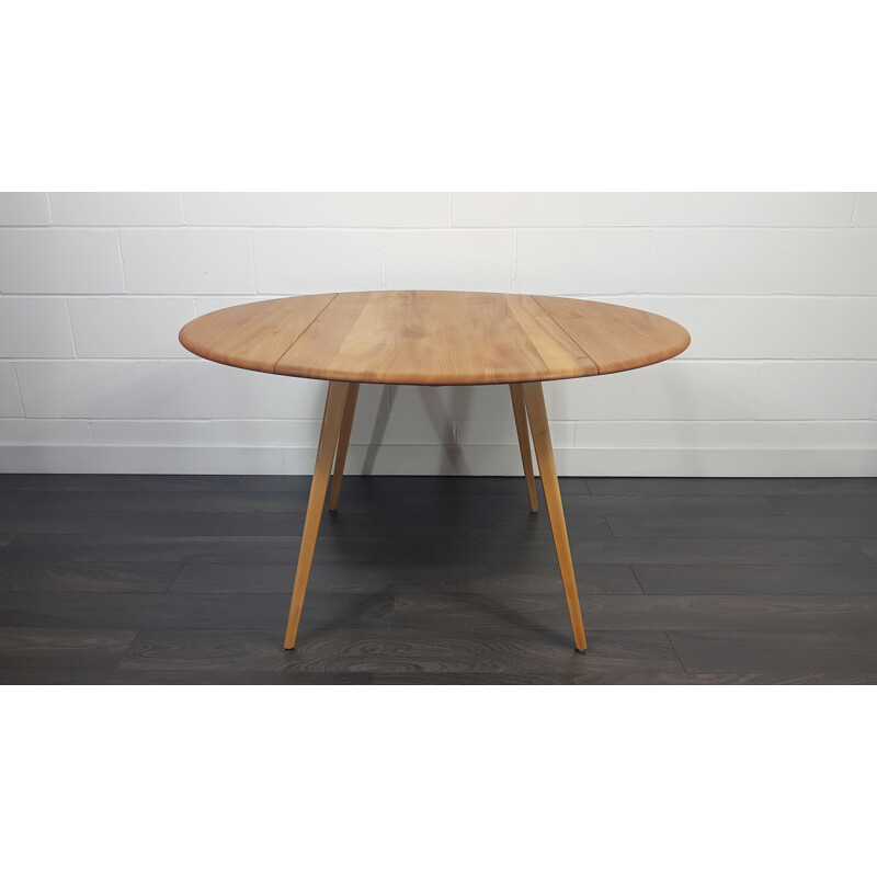 Vintage Ercol Round Drop Leaf Dining Table 1960s