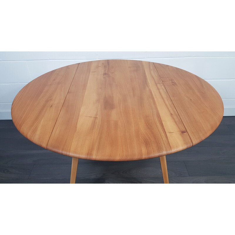 Vintage Ercol Round Drop Leaf Dining Table 1960s