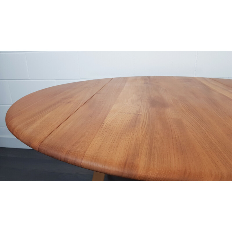 Vintage Ercol Round Drop Leaf Dining Table 1960s