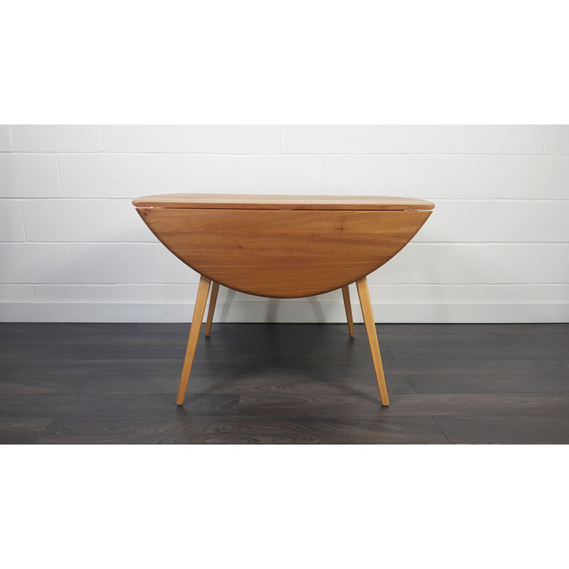 Vintage Ercol Round Drop Leaf Dining Table 1960s