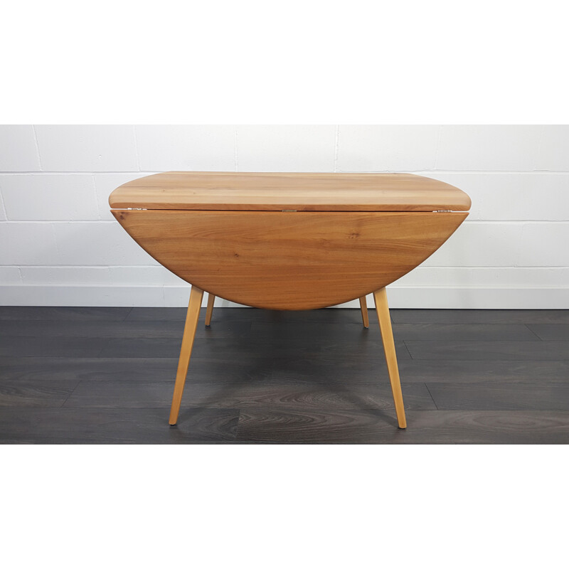 Vintage Ercol Round Drop Leaf Dining Table 1960s