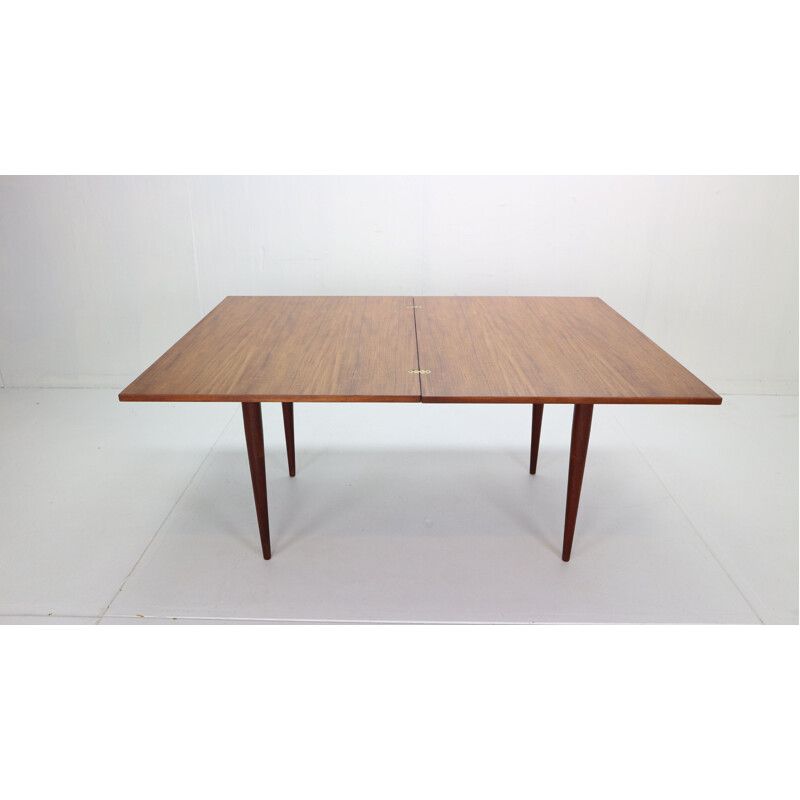 Table de salle à manger vintage scandinave en teck à rallonge, danoise 1960