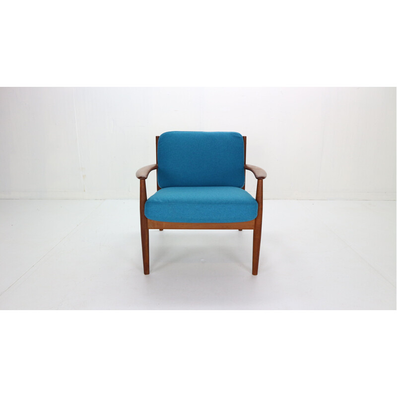 Vintage Grete Jalk Teak Lounge Armchair For France & Søn Denmark 1960s