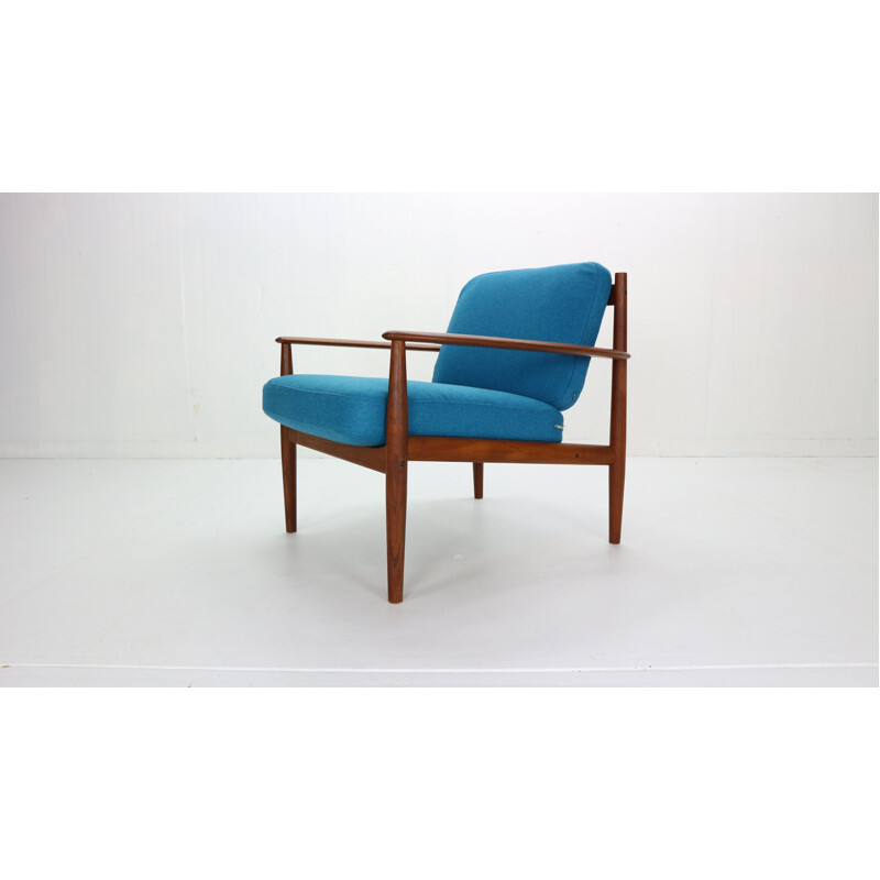 Vintage Grete Jalk Teak Lounge Armchair For France & Søn Denmark 1960s