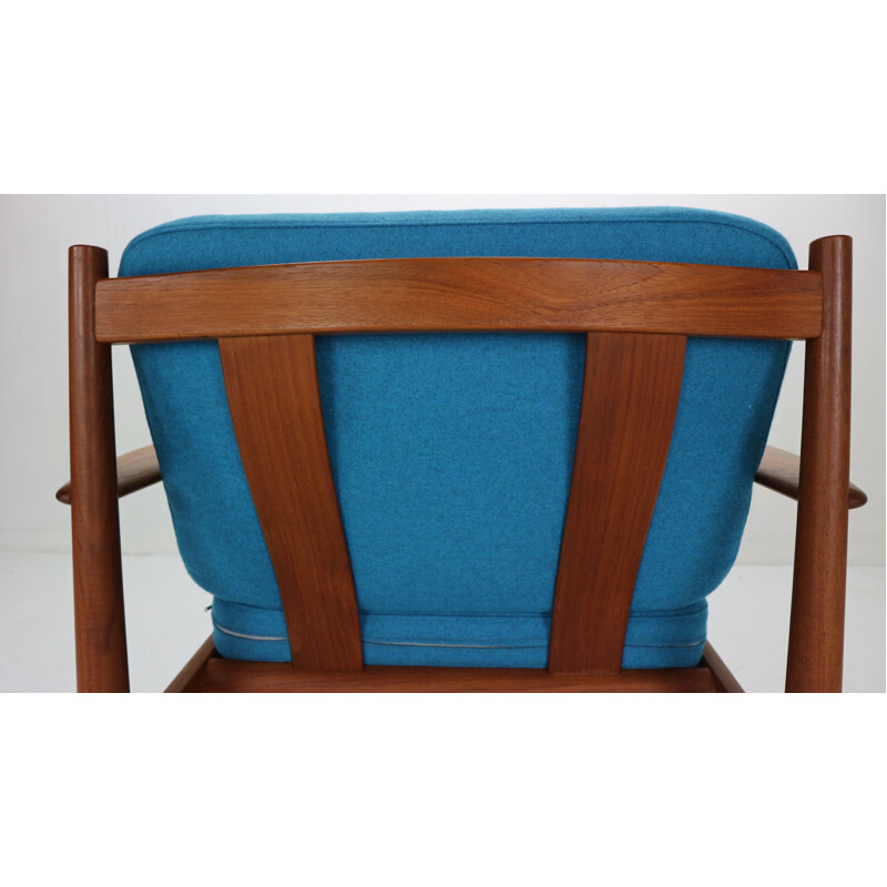 Vintage Grete Jalk Teak Lounge Armchair For France & Søn Denmark 1960s