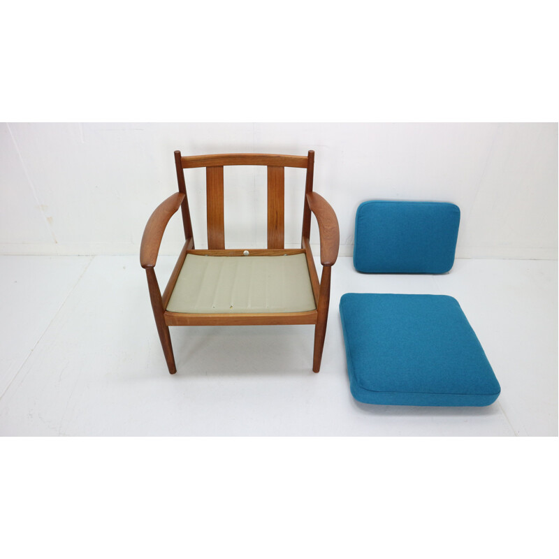 Vintage Grete Jalk Teak Lounge Armchair For France & Søn Denmark 1960s