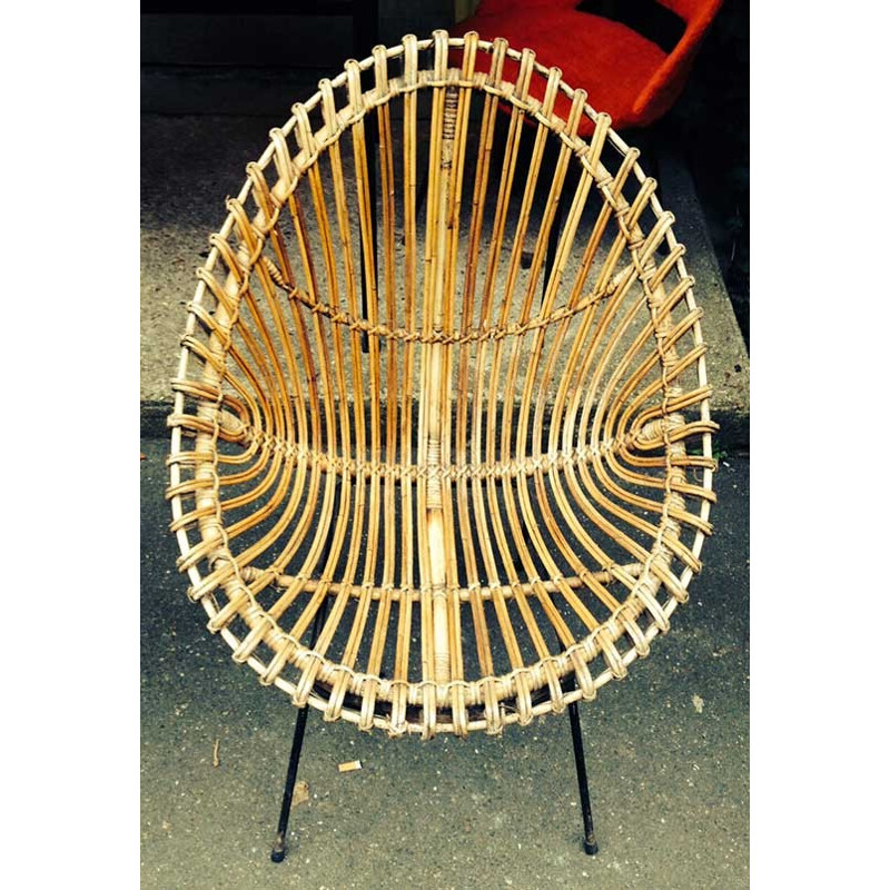 Pair of armchairs Rattan vintage - 50s