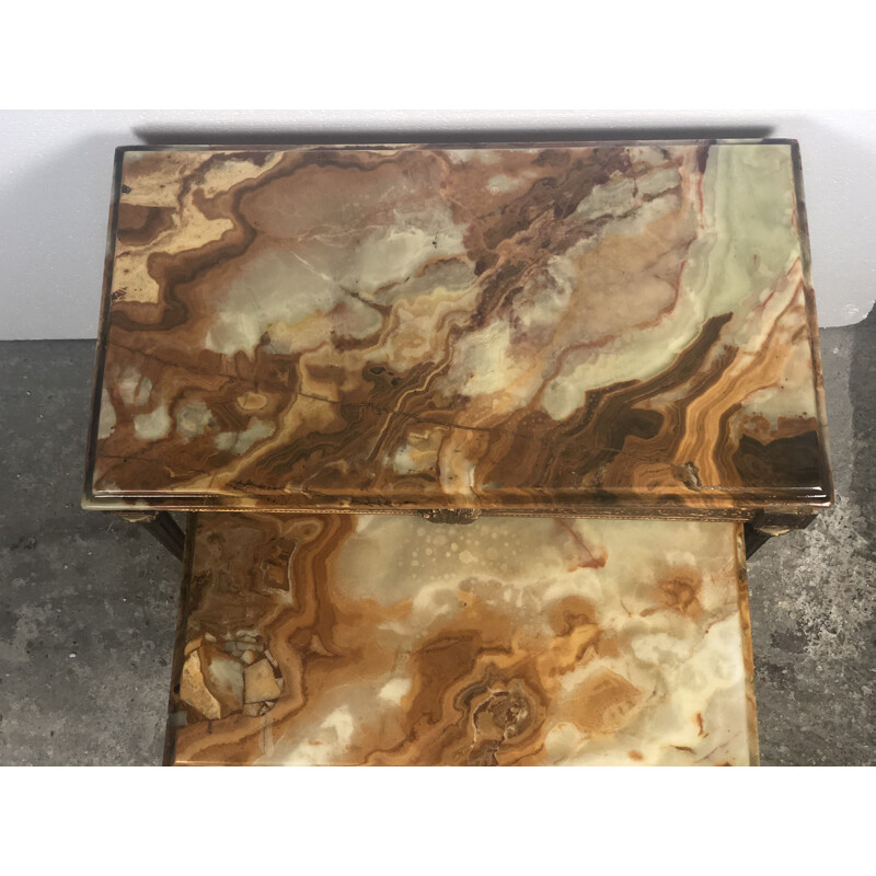 Vintage nesting tables in marble and bronze 1960