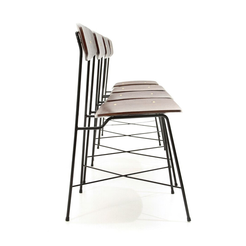 4 Vintage-Stühle aus gebogenem Sperrholz von George Coslin für La Permanente 1950
