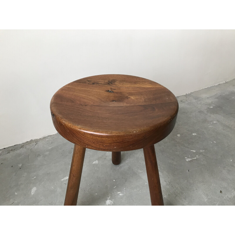 Vintage tripod stool in wood 1950