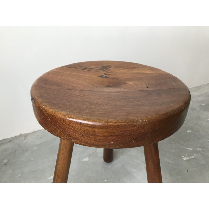 Vintage tripod stool in wood 1950