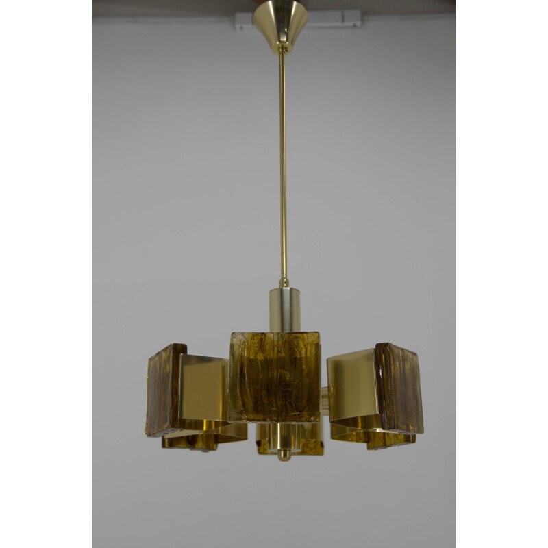 Vintage brass and resin chandelier, 1960