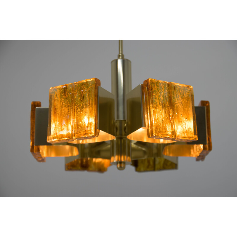 Vintage brass and resin chandelier, 1960